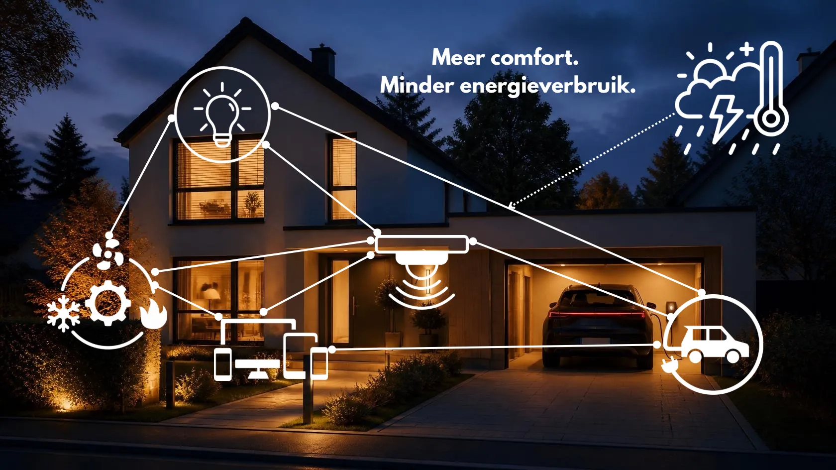 Slimme woning in België met geïntegreerde automatisatie, energiebeheer en verlichting